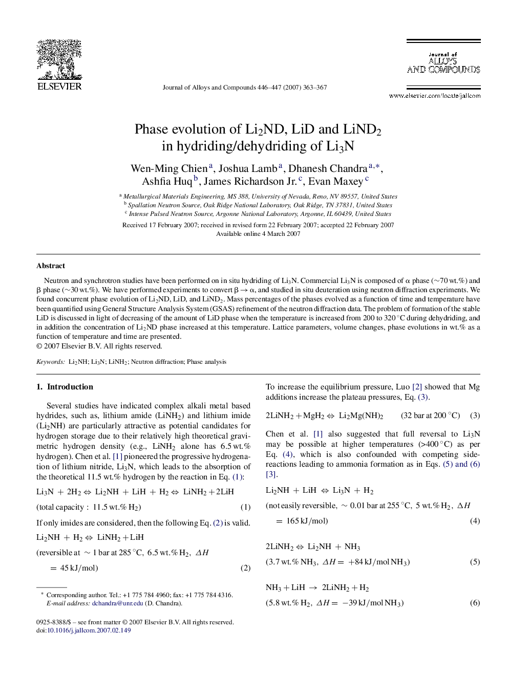 Phase evolution of Li2ND, LiD and LiND2 in hydriding/dehydriding of Li3N