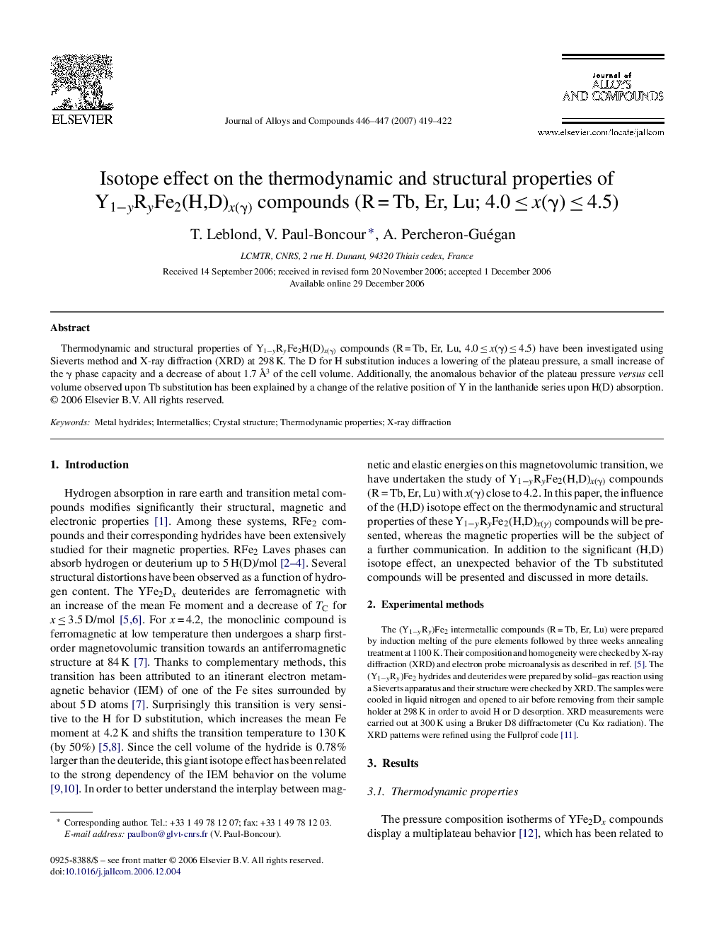 Isotope effect on the thermodynamic and structural properties of Y1−yRyFe2(H,D)x(γ) compounds (R = Tb, Er, Lu; 4.0 ≤ x(γ) ≤ 4.5)