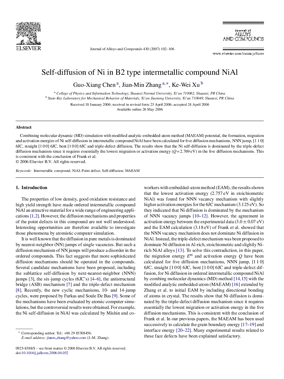 Self-diffusion of Ni in B2 type intermetallic compound NiAl