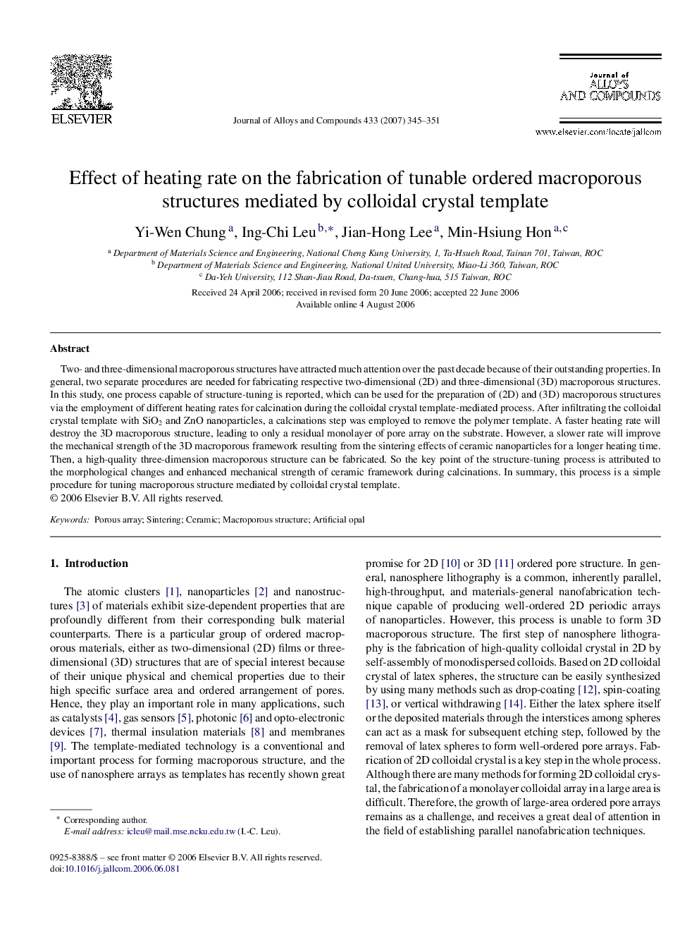 Effect of heating rate on the fabrication of tunable ordered macroporous structures mediated by colloidal crystal template