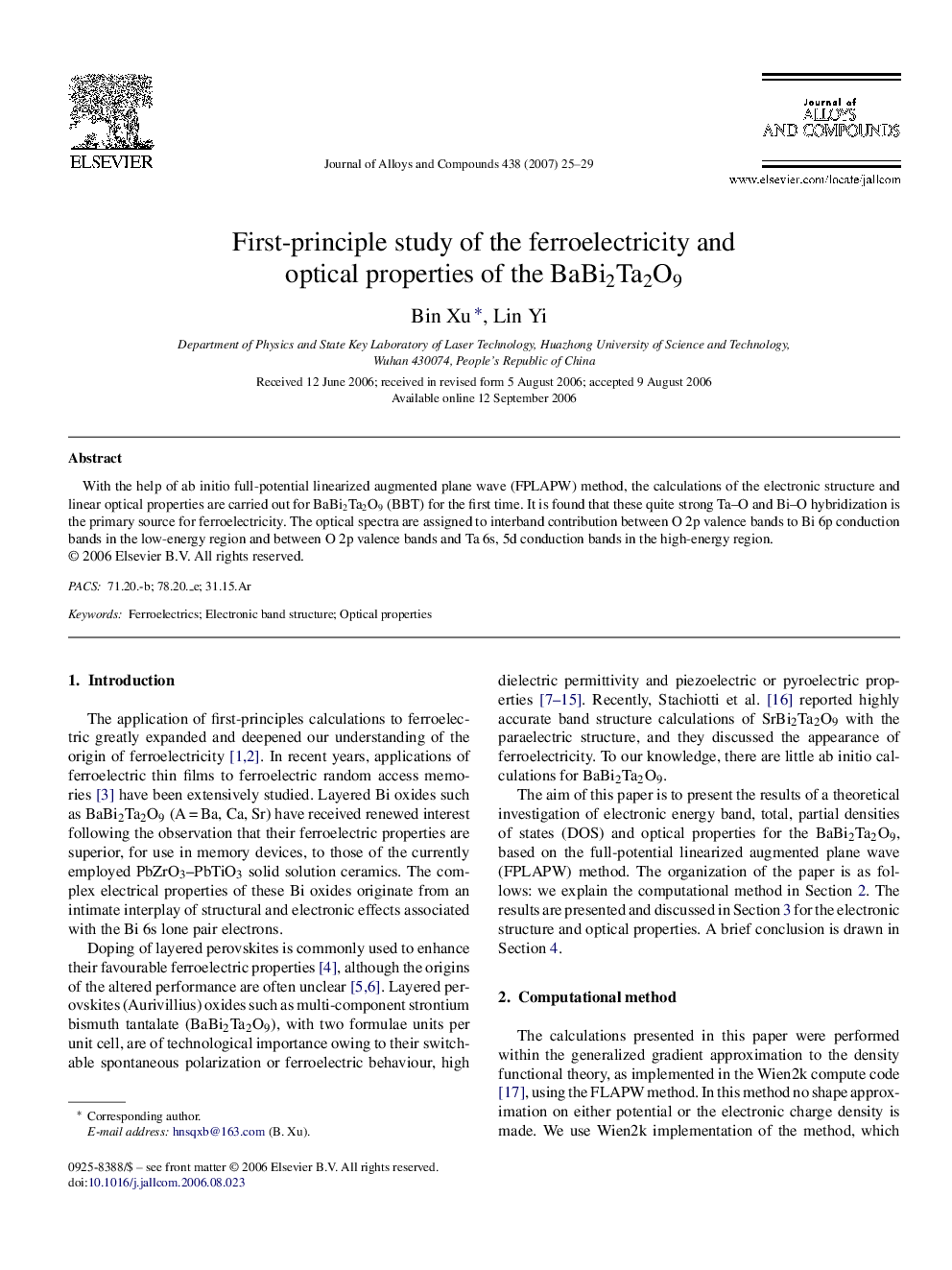 First-principle study of the ferroelectricity and optical properties of the BaBi2Ta2O9