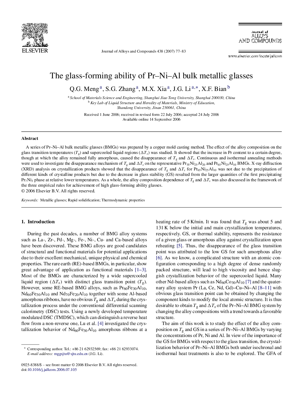 The glass-forming ability of Pr–Ni–Al bulk metallic glasses