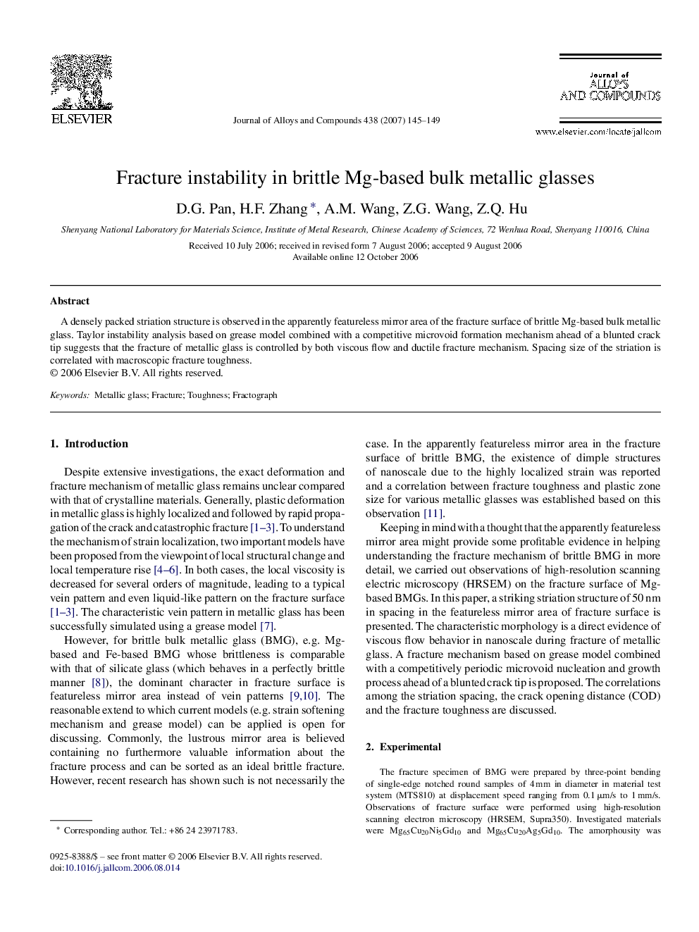 Fracture instability in brittle Mg-based bulk metallic glasses