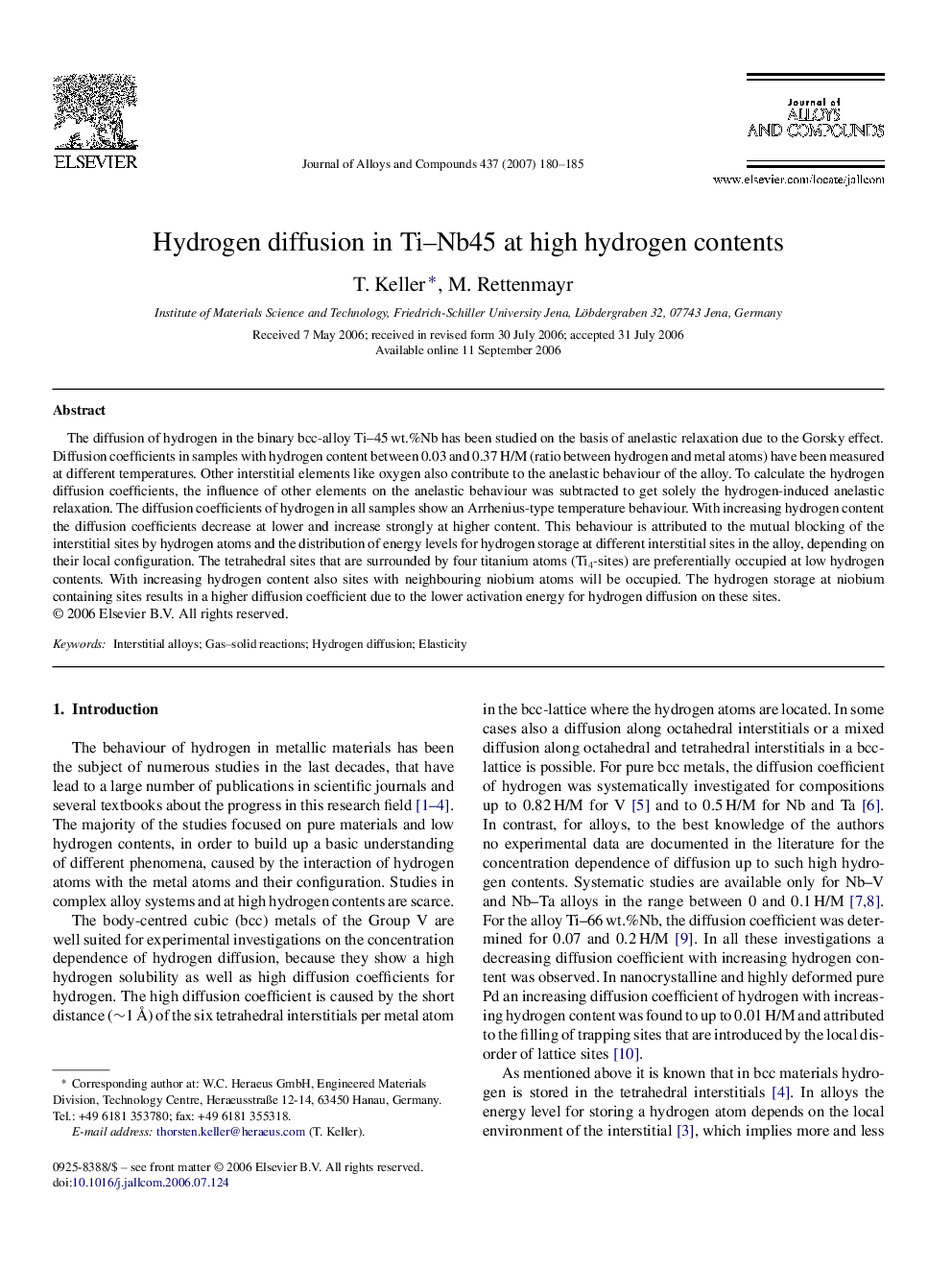 Hydrogen diffusion in Ti-Nb45 at high hydrogen contents