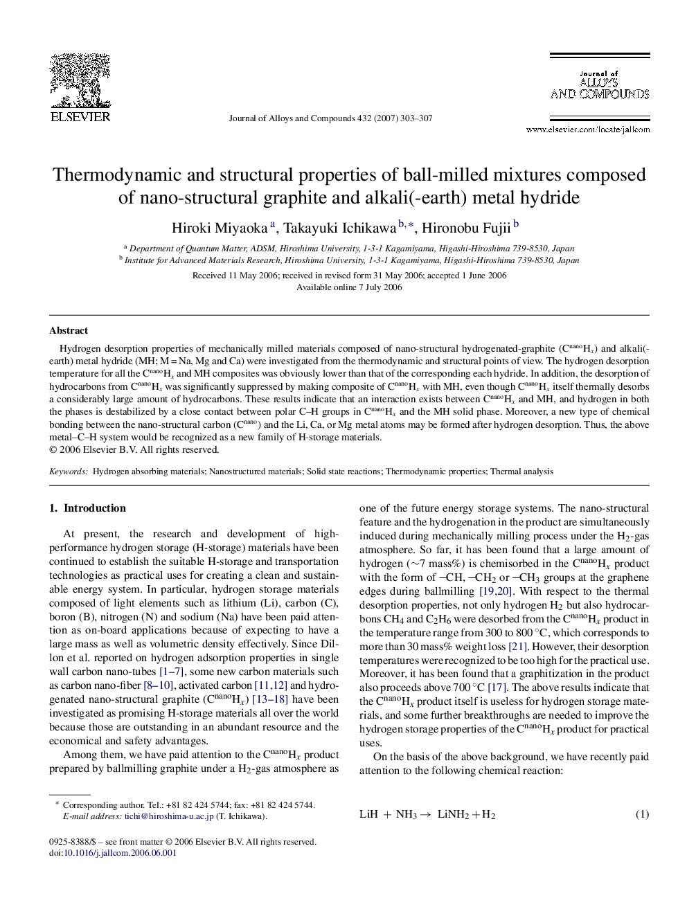 Thermodynamic and structural properties of ball-milled mixtures composed of nano-structural graphite and alkali(-earth) metal hydride