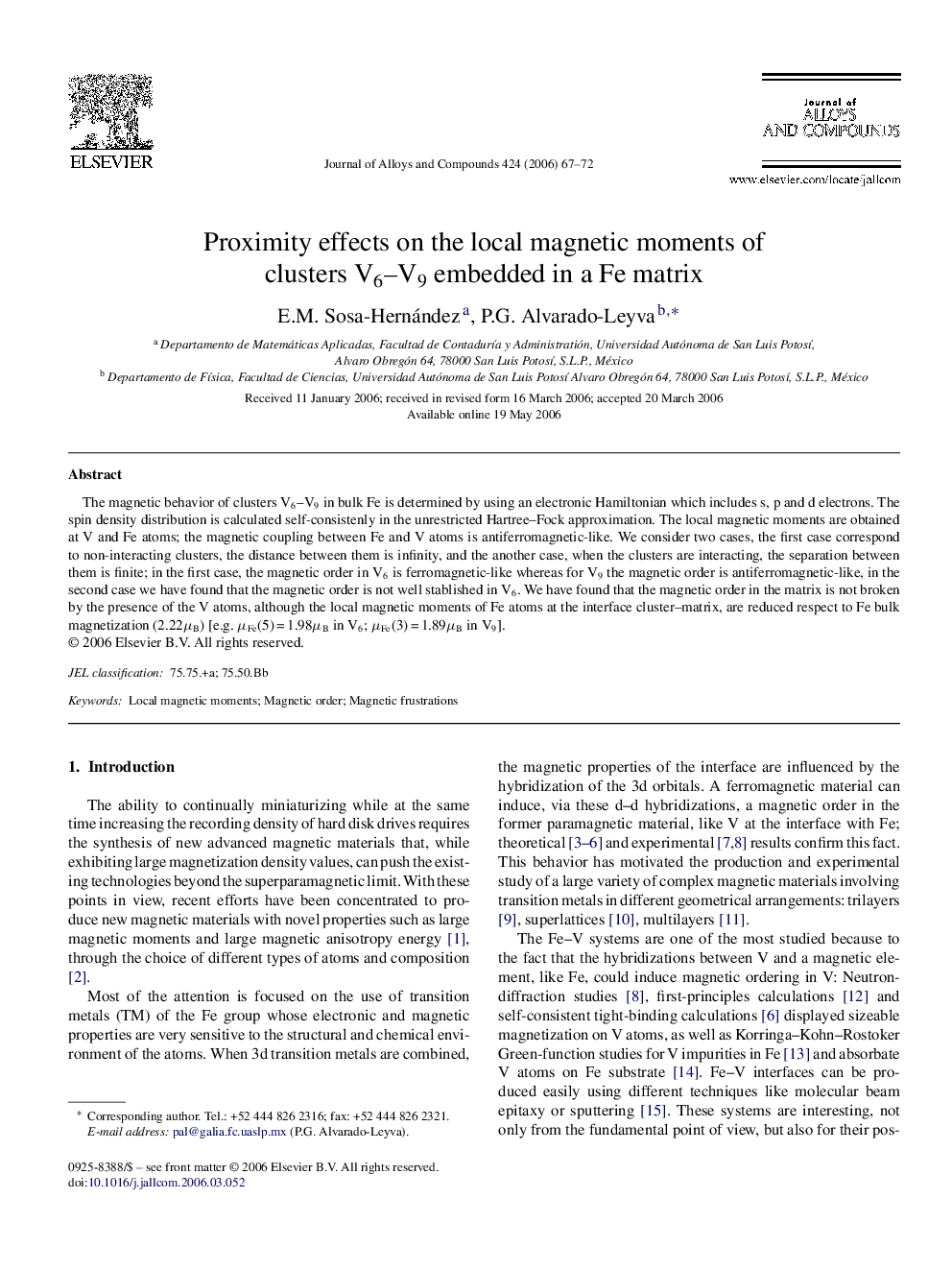 Proximity effects on the local magnetic moments of clusters V6-V9 embedded in a Fe matrix