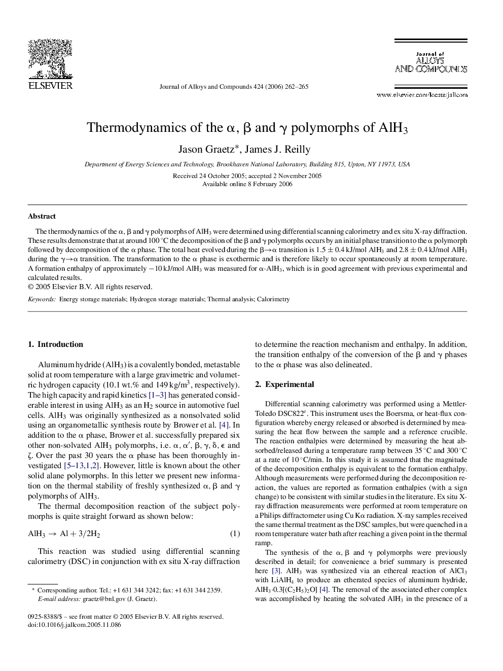 Thermodynamics of the α,β and γ polymorphs of AlH3