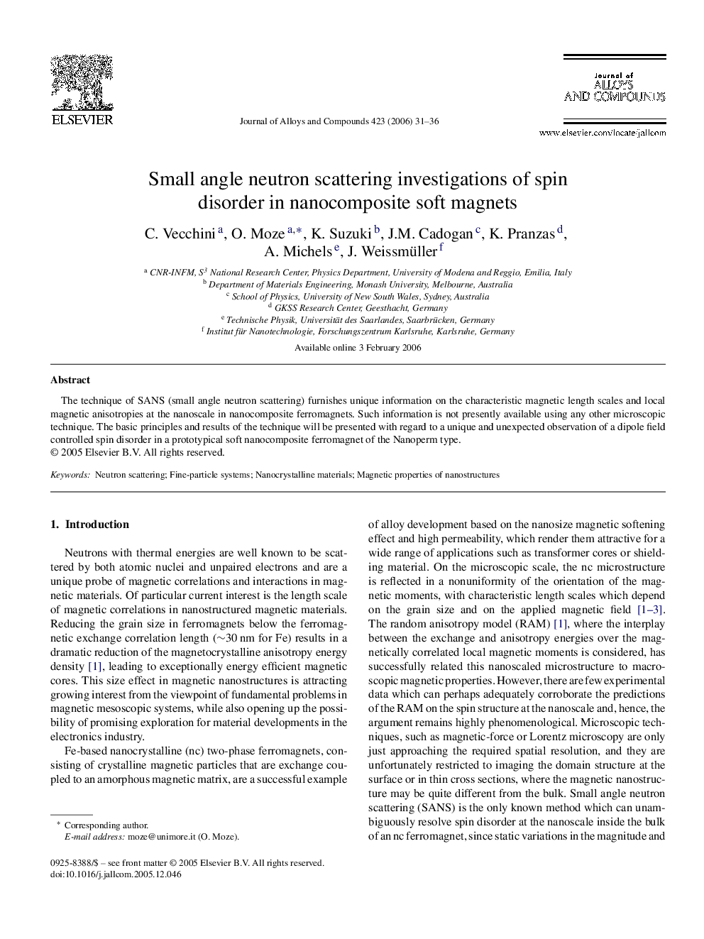 Small angle neutron scattering investigations of spin disorder in nanocomposite soft magnets