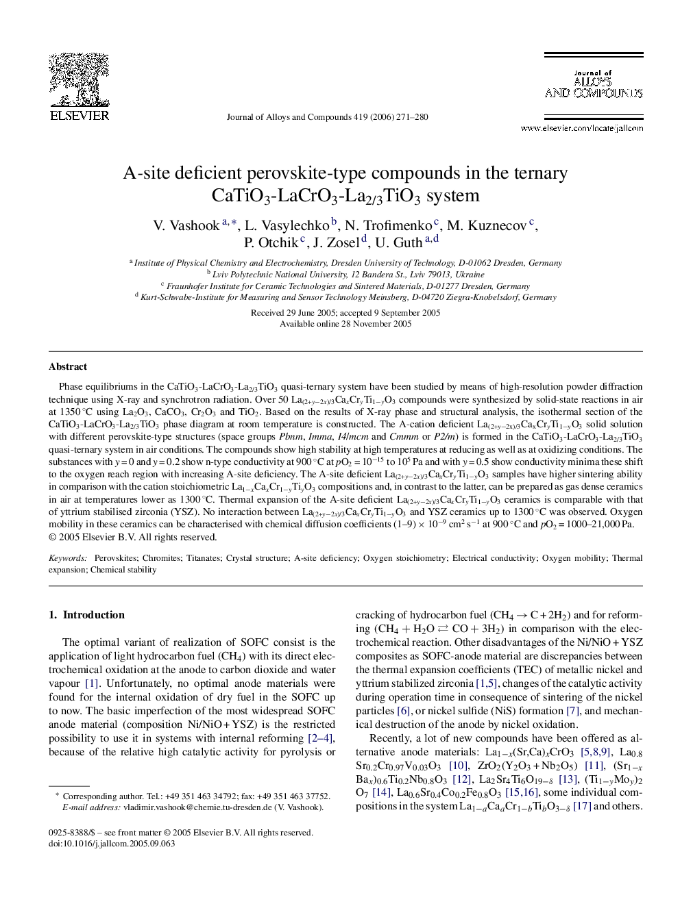 A-site deficient perovskite-type compounds in the ternary CaTiO3-LaCrO3-La2/3TiO3 system