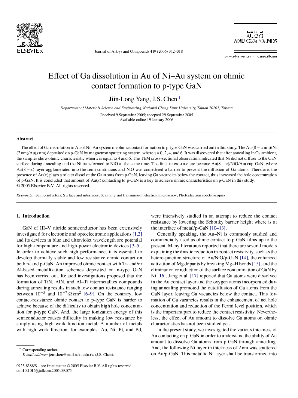 Effect of Ga dissolution in Au of Ni–Au system on ohmic contact formation to p-type GaN