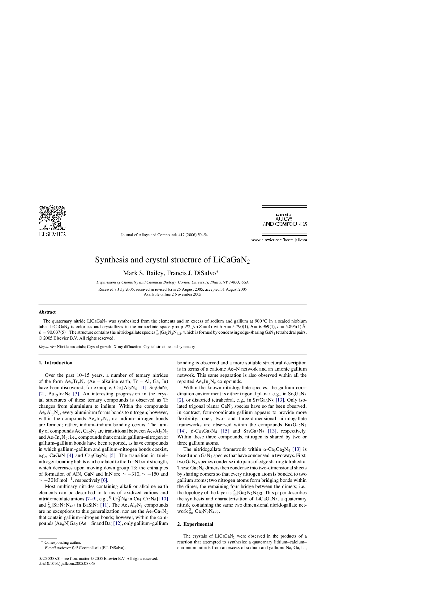 Synthesis and crystal structure of LiCaGaN2