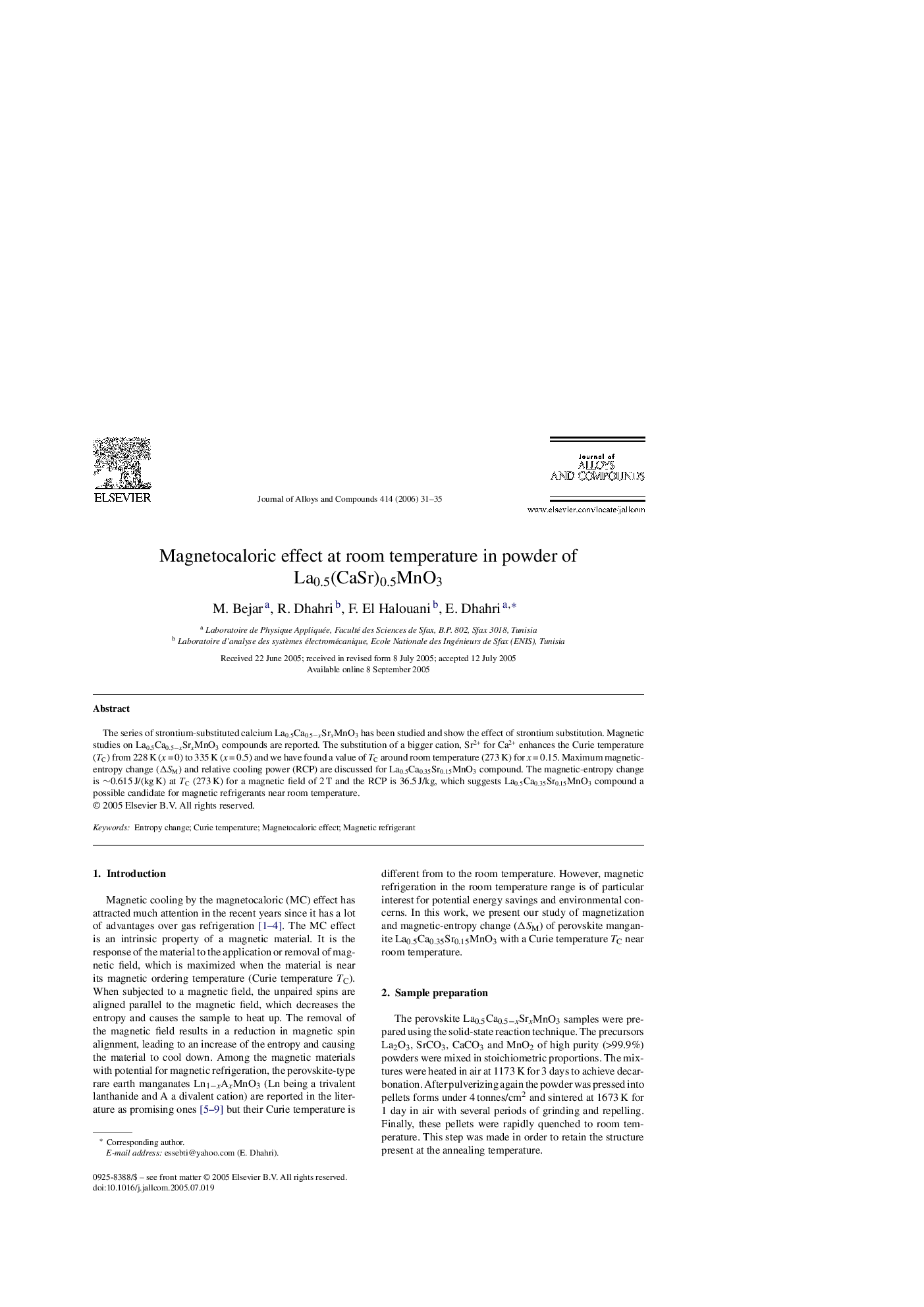 Magnetocaloric effect at room temperature in powder of La0.5(CaSr)0.5MnO3