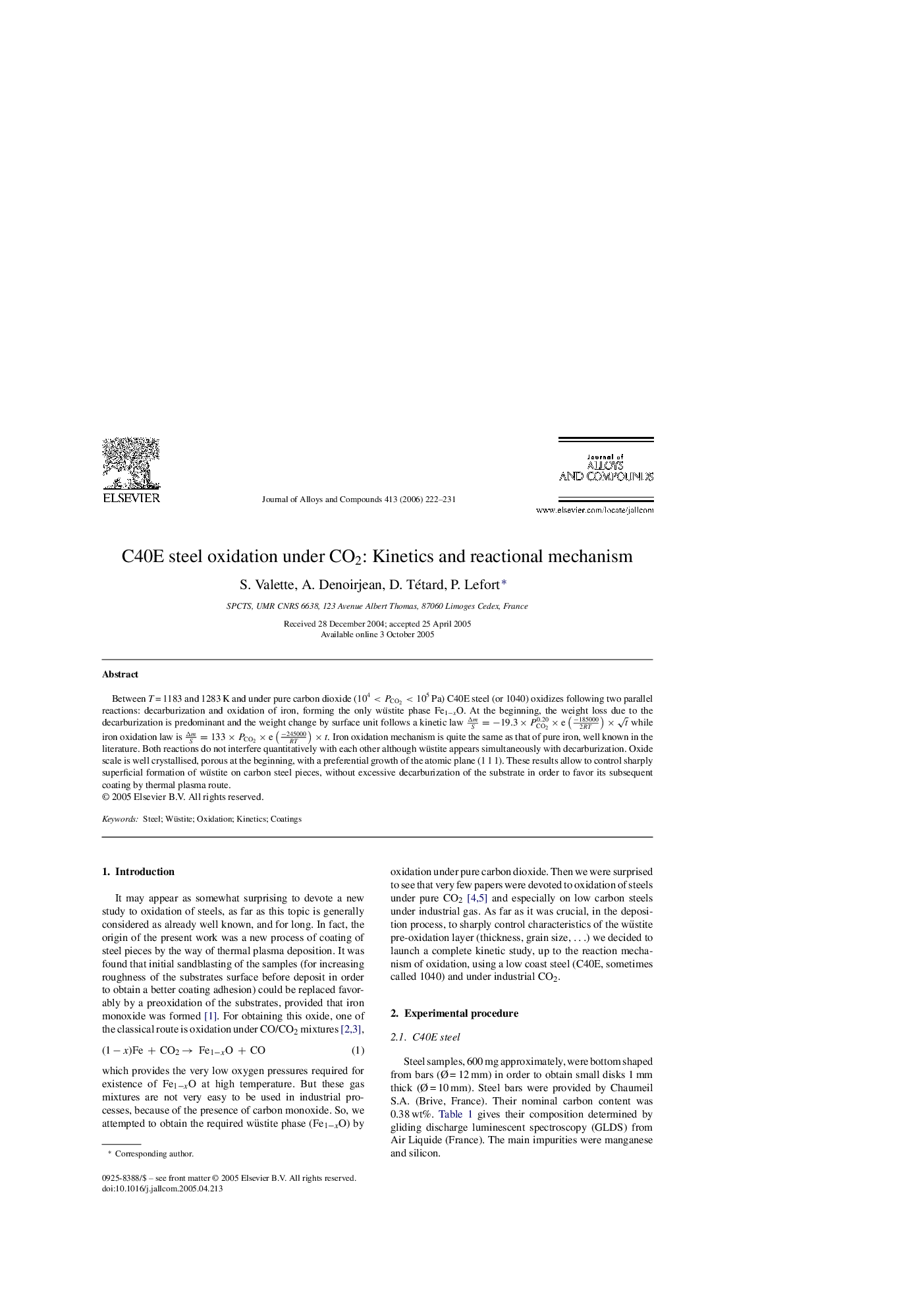 C40E steel oxidation under CO2: Kinetics and reactional mechanism