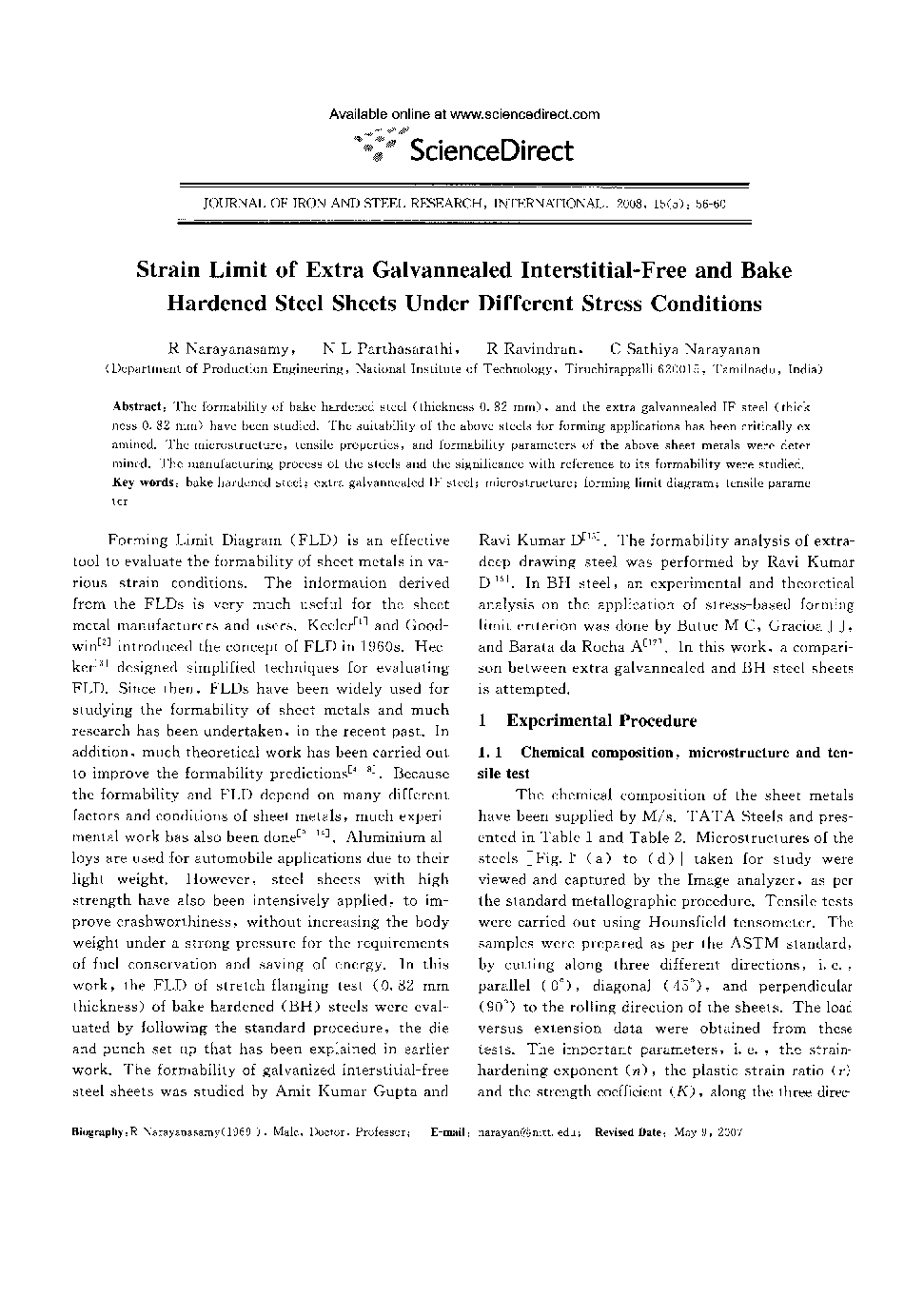 Strain Limit of Extra Galvannealed Interstitial-Free and Bake Hardened Steel Sheets Under Different Stress Conditions