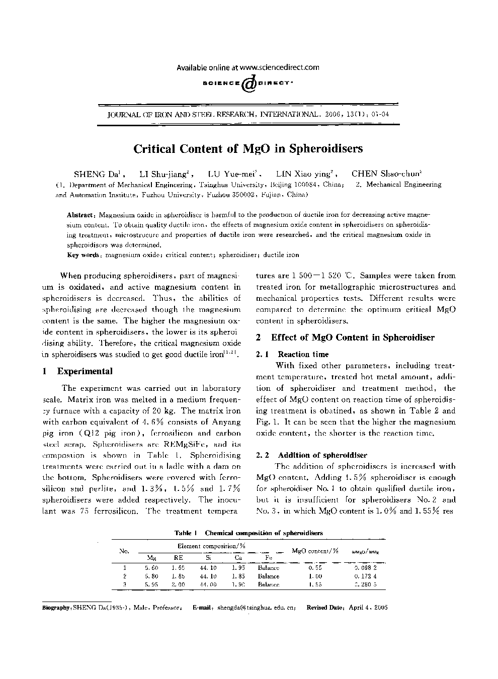 Critical Content of MgO in Spheroidisers