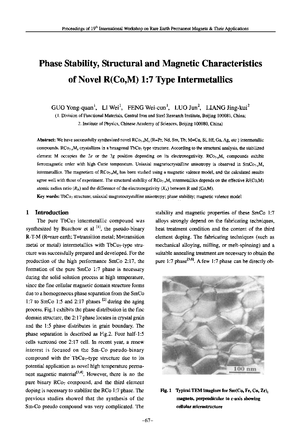 عکس صفحه اول مقاله: Phase Stability, Structural and Magnetic Characteristics of Novel R(Co,M) 1:7 Type Intermetallics Phase Stability, Structural and Magnetic Characteristics of Novel R(Co,M) 1:7 Type Intermetallics