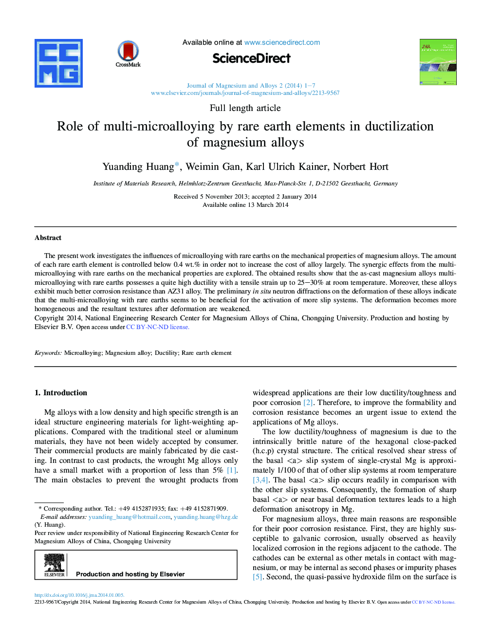 Role of multi-microalloying by rare earth elements in ductilization of magnesium alloys 