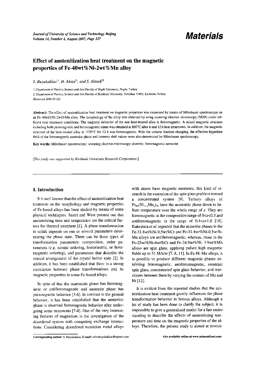 Effect of austenitization heat treatment on the magnetic properties of Fe-40wt%Ni-2wt%Mn alloy