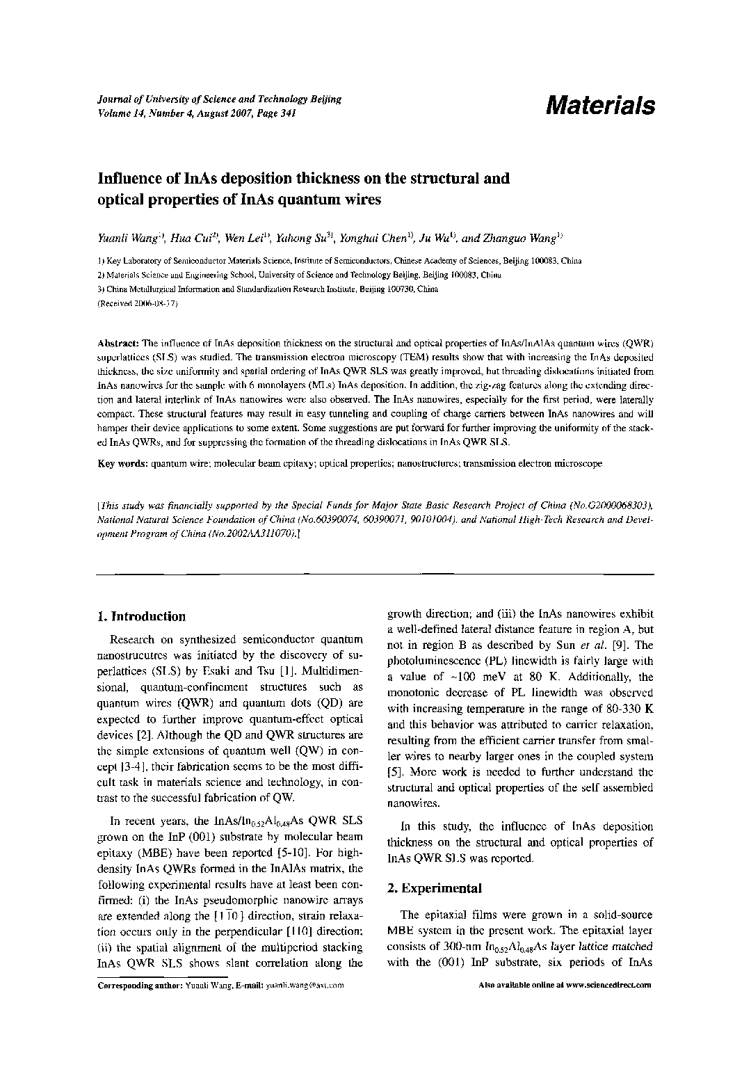 Influence of InAs deposition thickness on the structural and optical properties of InAs quantum wires