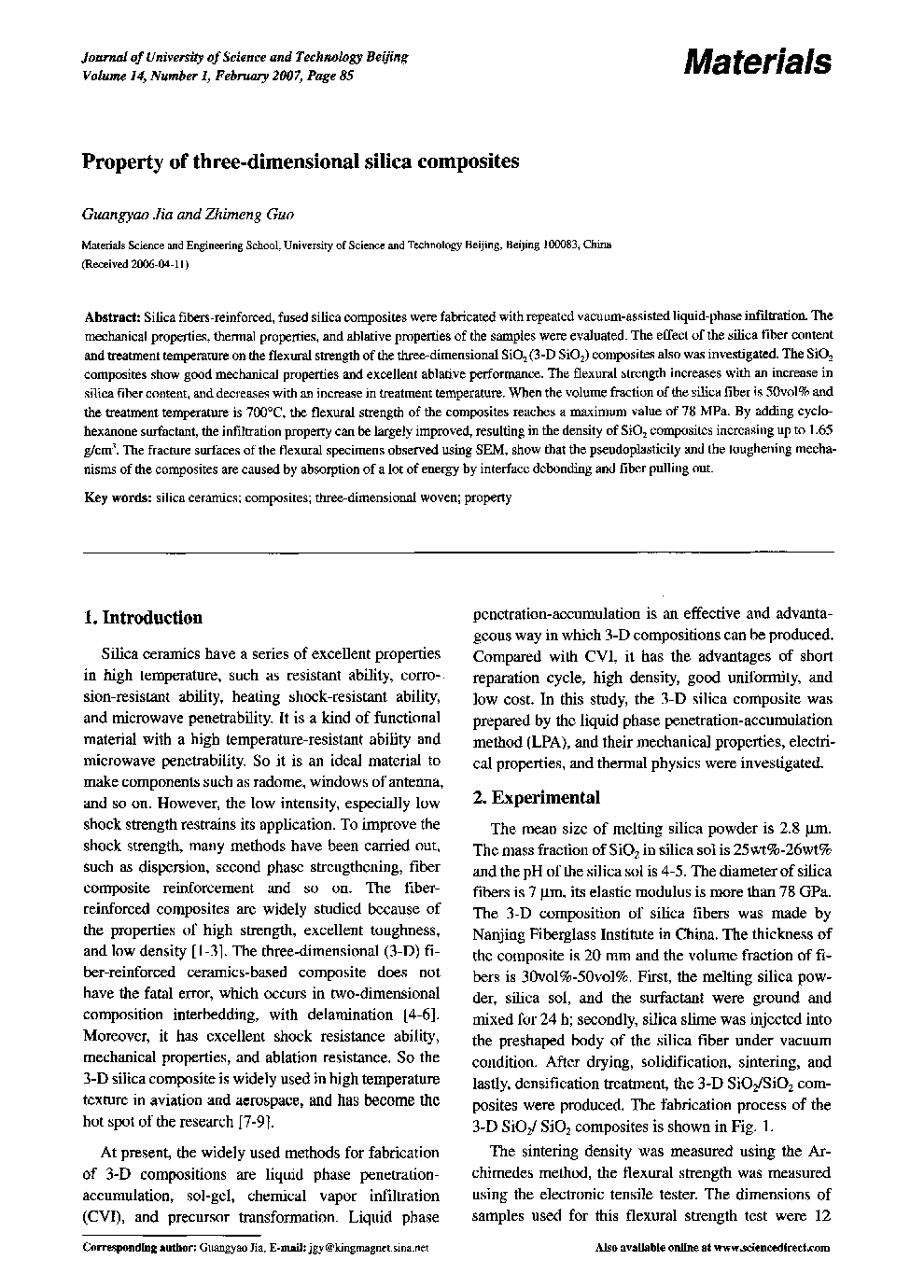 Property of three-dimensional silica composites