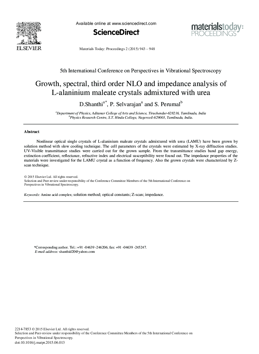 Growth, Spectral, Third Order NLO and Impedance Analysis of L-alaninium Maleate Crystals Admixtured with Urea 