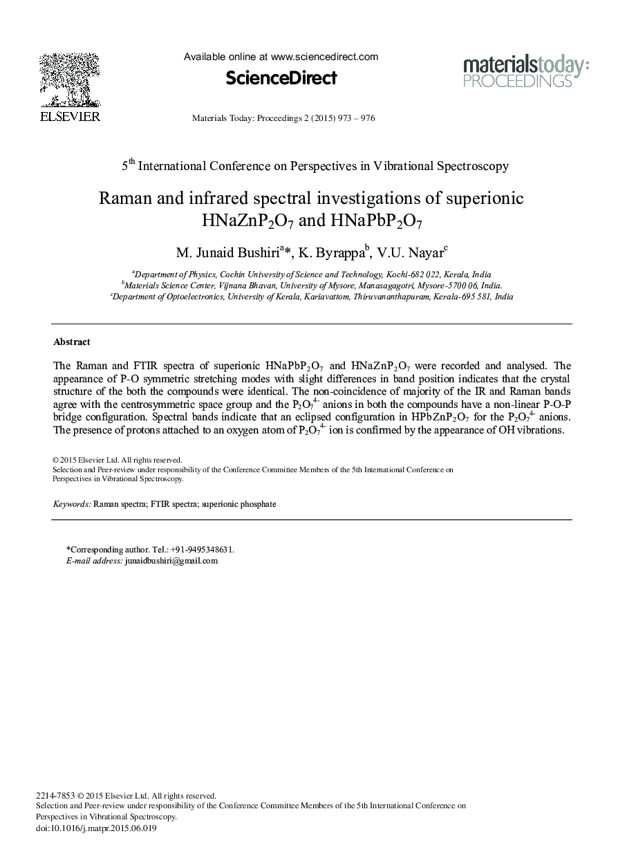 Raman and Infrared Spectral Investigations of Superionic HNaZnP2O7 and HNaPbP2O7