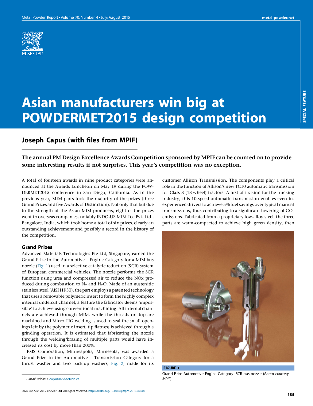 Asian manufacturers win big at POWDERMET2015 design competition