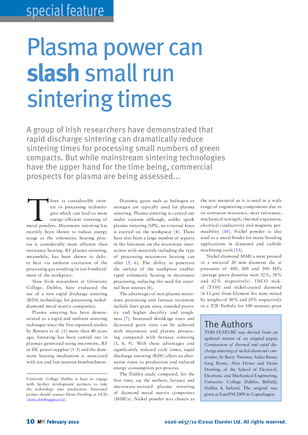 Plasma power can slash small run sintering times