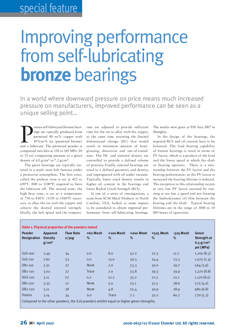 Improving performance from self-lubricating bronze bearings