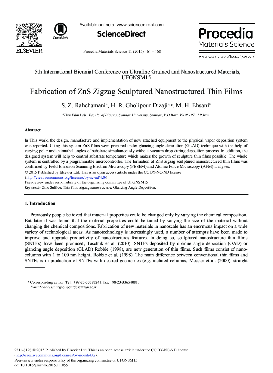 Fabrication of ZnS Zigzag Sculptured Nanostructured thin Films 