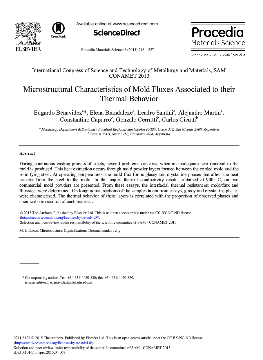 Microstructural Characteristics of Mold Fluxes Associated to their Thermal Behavior 