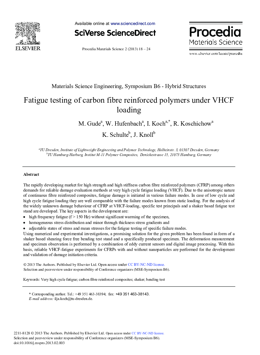 Fatigue Testing of Carbon Fibre Reinforced Polymers under VHCF Loading 