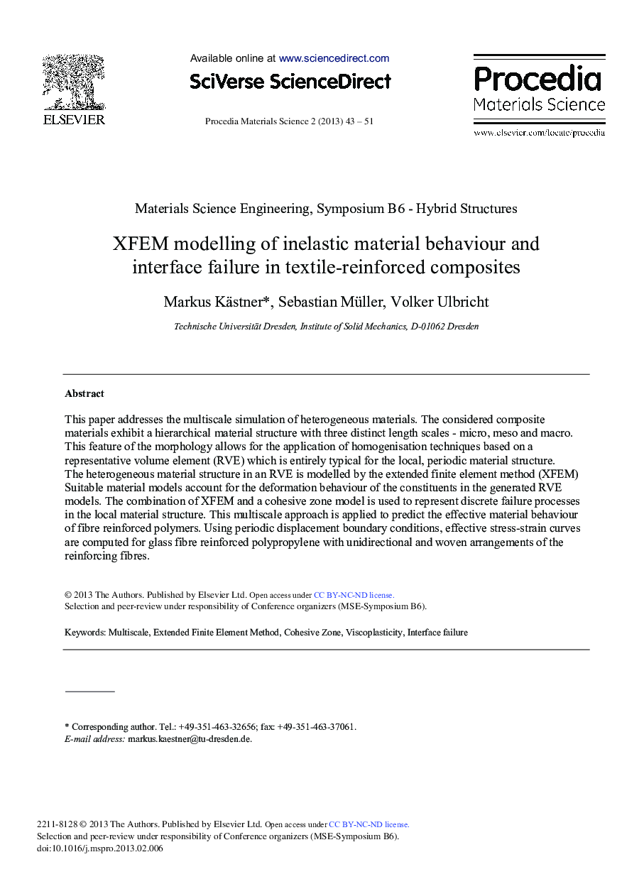 XFEM Modelling of Inelastic Material Behaviour and Interface Failure in Textile-Reinforced Composites 