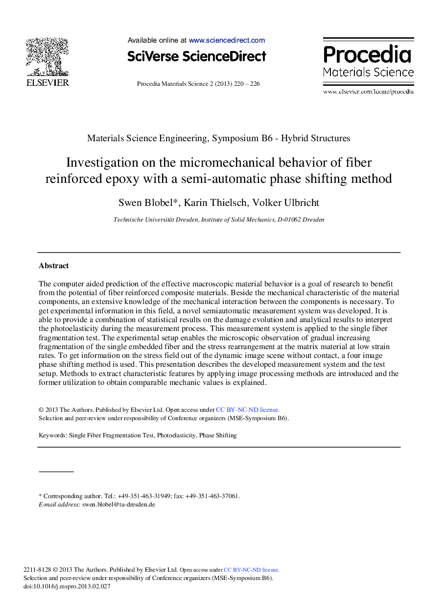 Investigation on the Micromechanical Behavior of fiber Reinforced Epoxy with a Semi-automatic Phase Shifting Method 