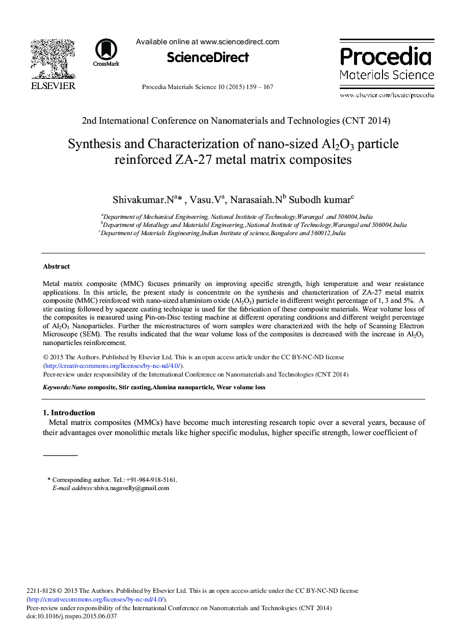 Synthesis and Characterization of Nano-sized Al2O3 Particle Reinforced ZA-27 Metal Matrix Composites 