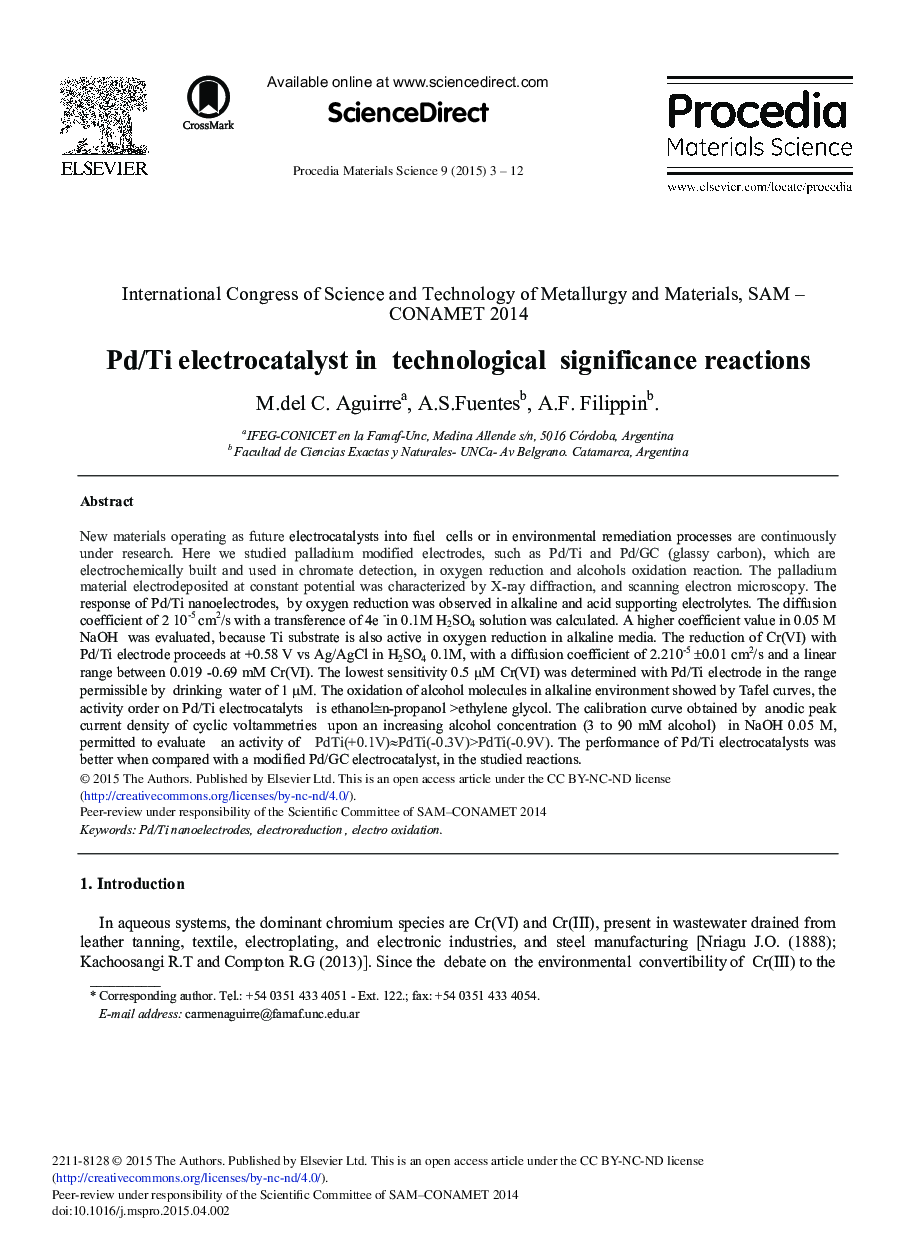 Pd/Ti Electrocatalyst in Technological Significance Reactions 