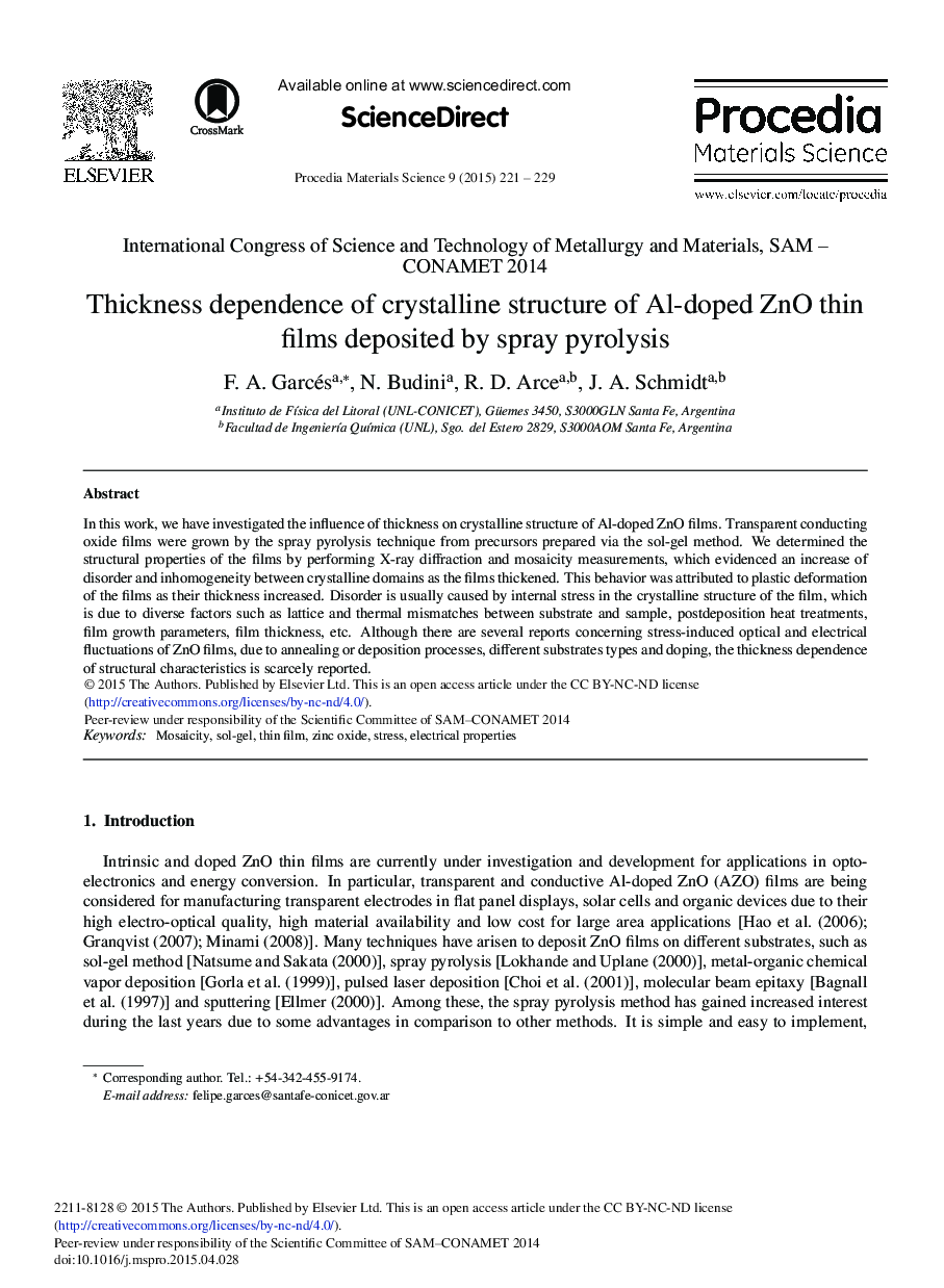 Thickness Dependence of Crystalline Structure of Al-doped ZnO Thin Films Deposited by Spray Pyrolysis 