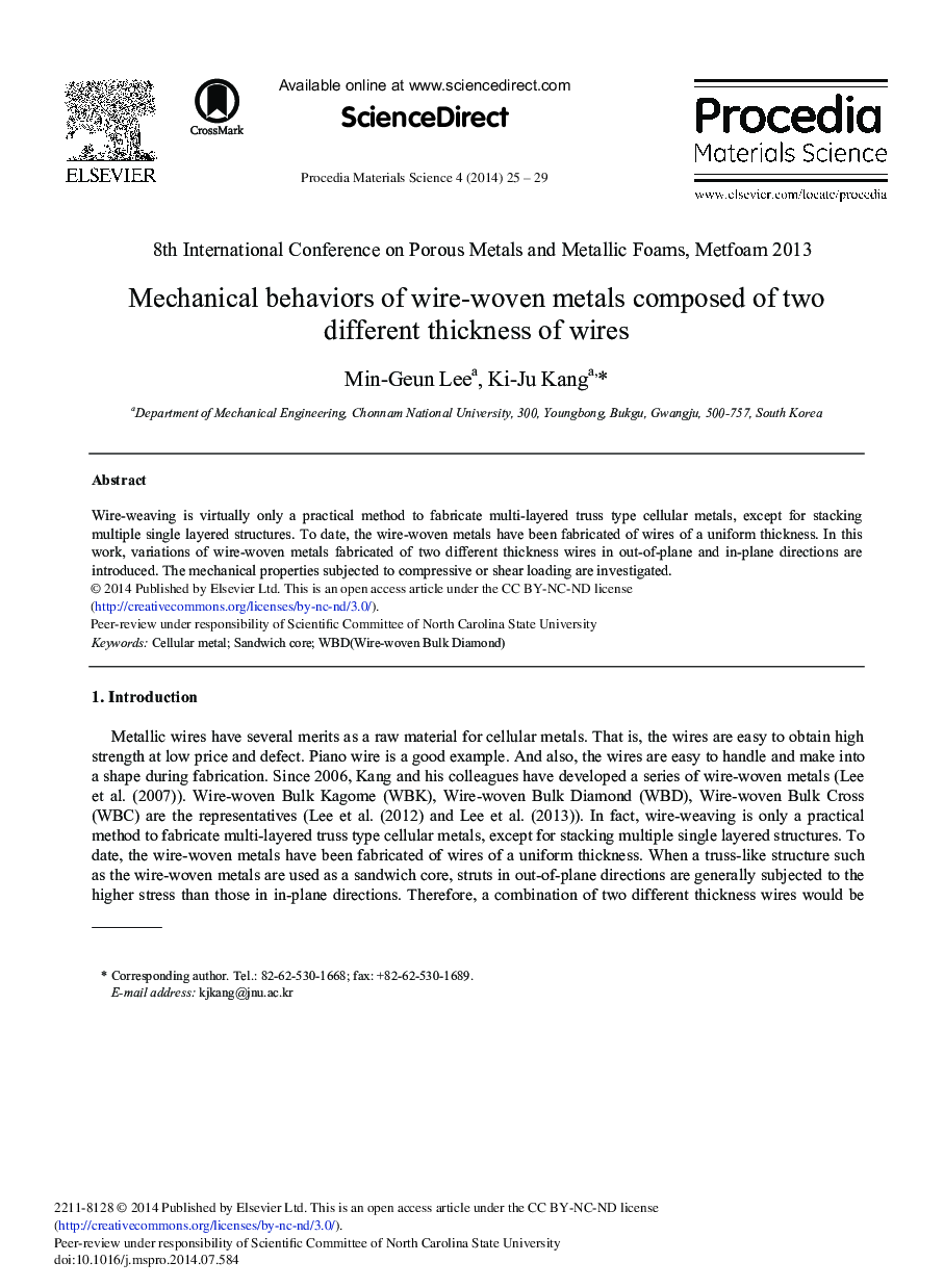 Mechanical Behaviors of Wire-woven Metals Composed of Two Different Thickness of Wires