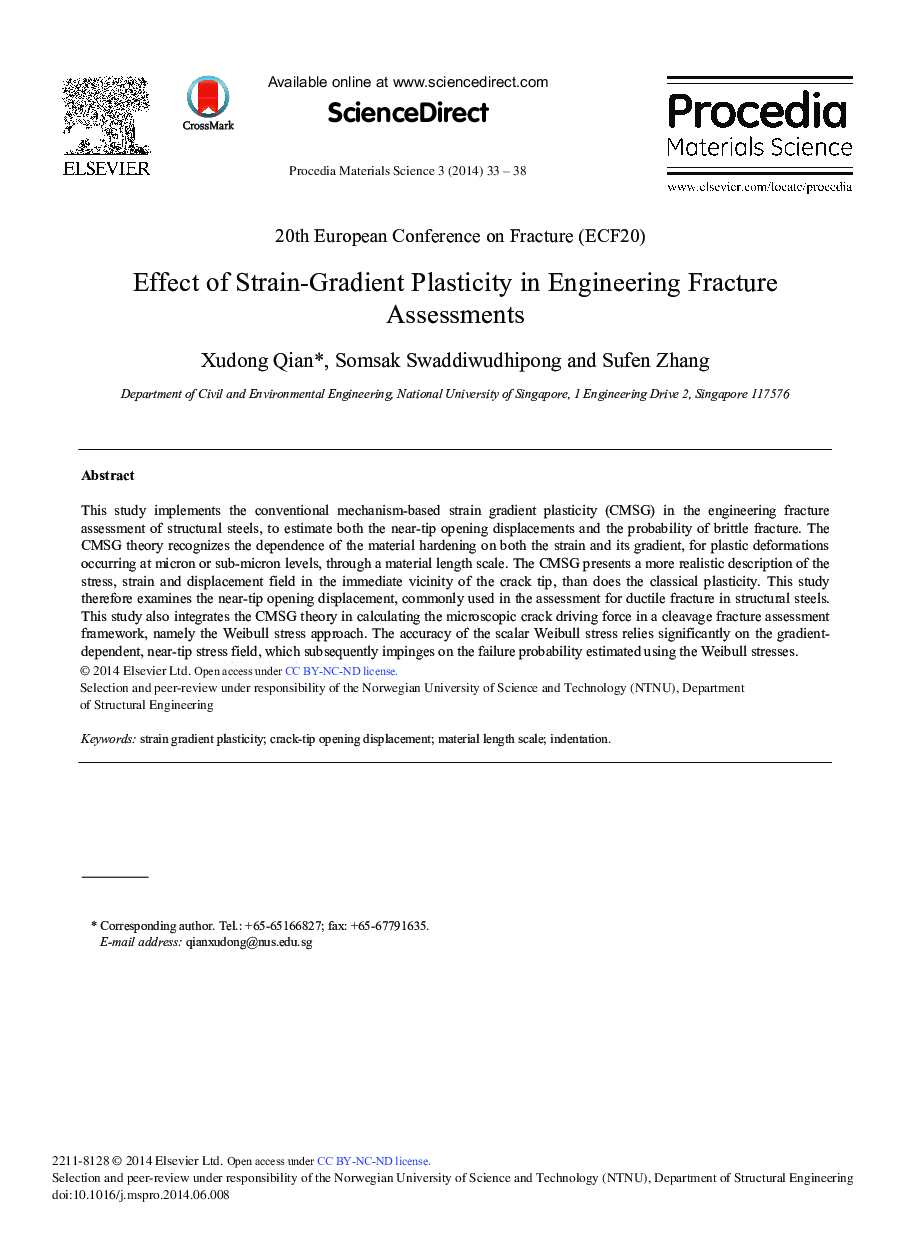 Effect of Strain-gradient Plasticity in Engineering Fracture Assessments 