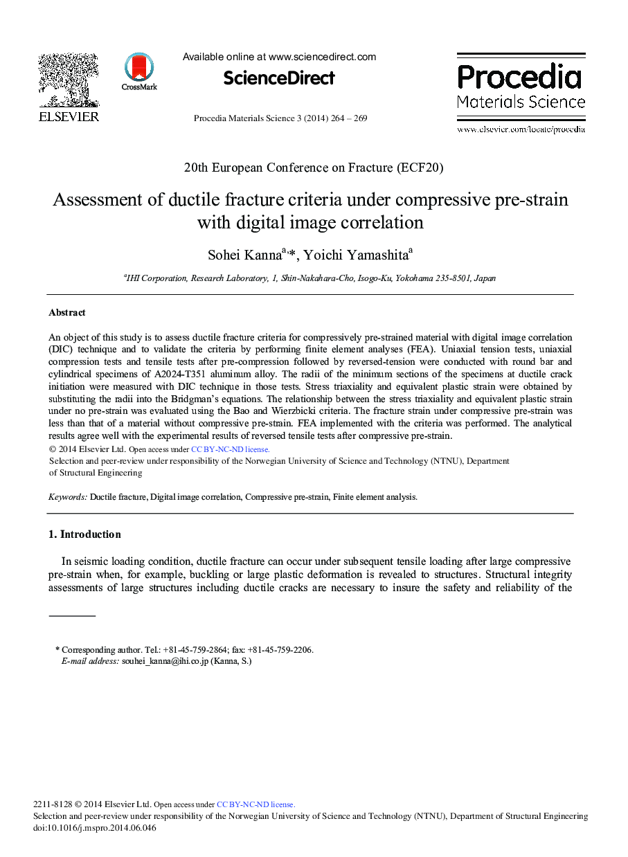 Assessment of Ductile Fracture Criteria Under Compressive Pre-strain With Digital Image Correlation 