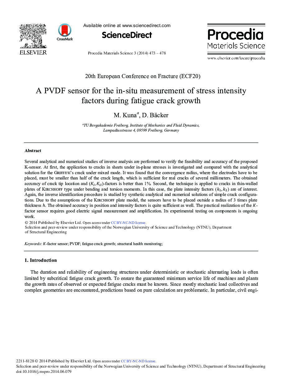 A PVDF Sensor for the In-situ Measurement of Stress Intensity Factors During Fatigue Crack Growth 