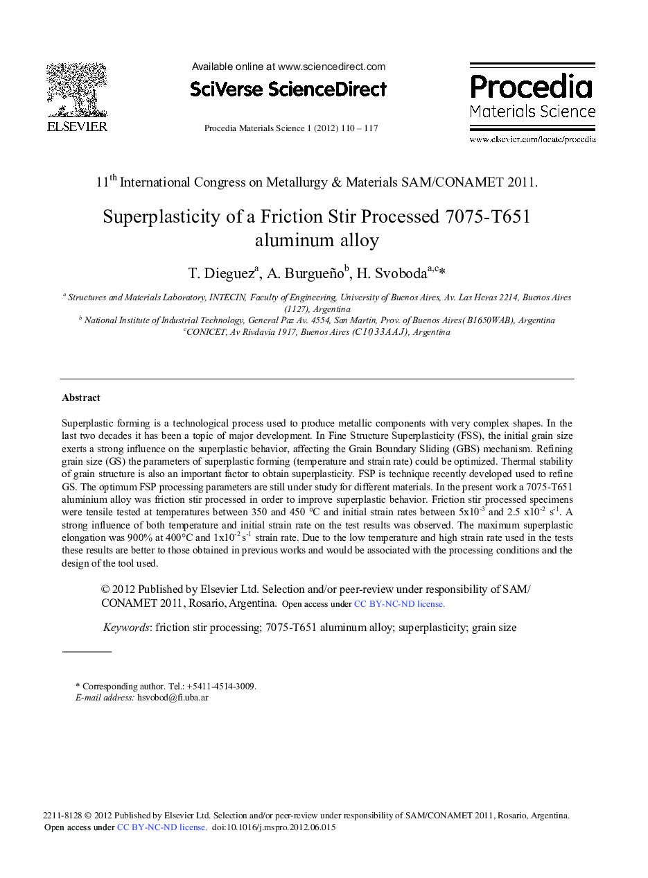Superplasticity of a Friction Stir Processed 7075-T651 Aluminum Alloy