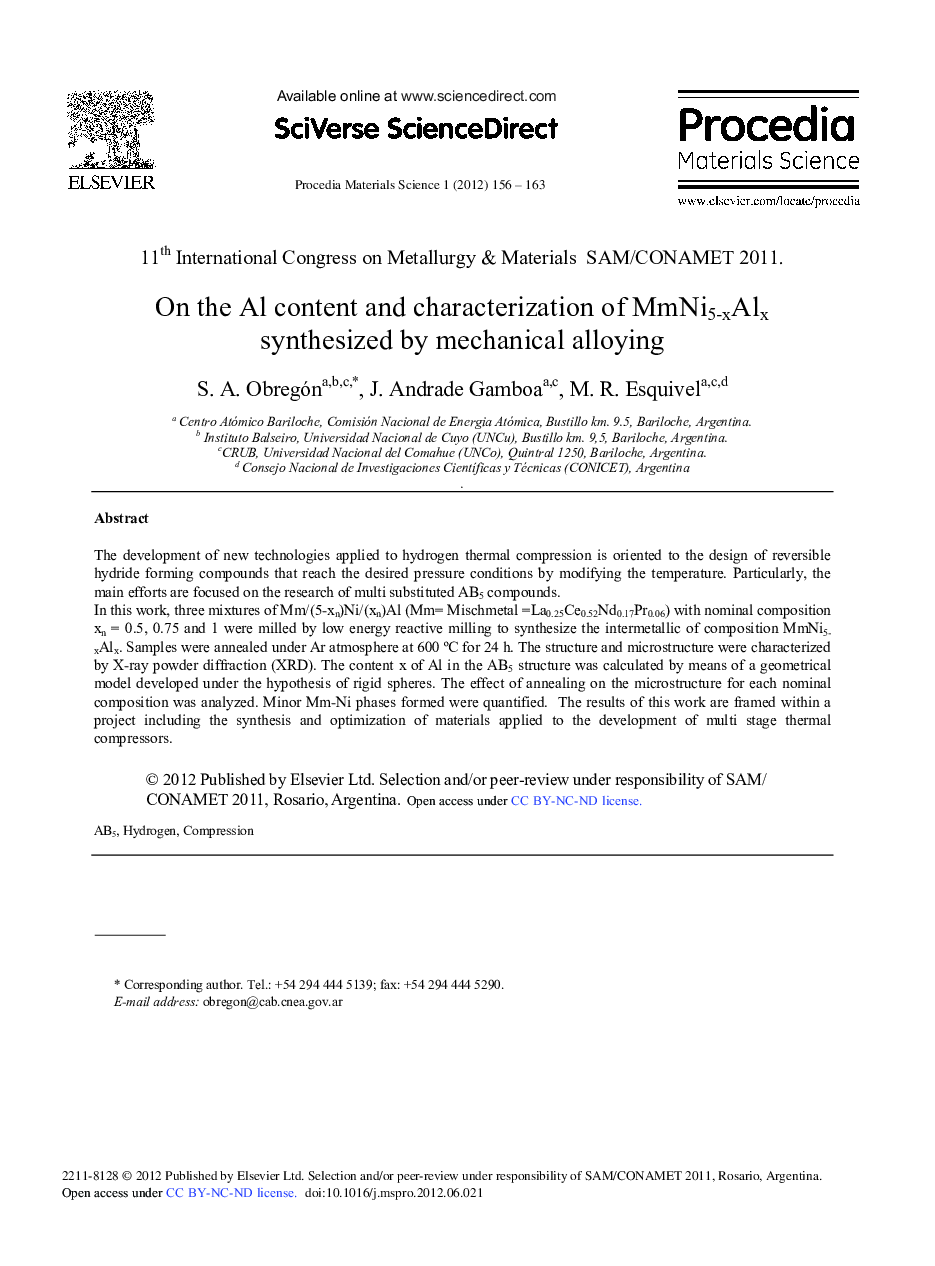 On the Al Content and Characterization of MmNi5-XAlx Synthesized by Mechanical Alloying