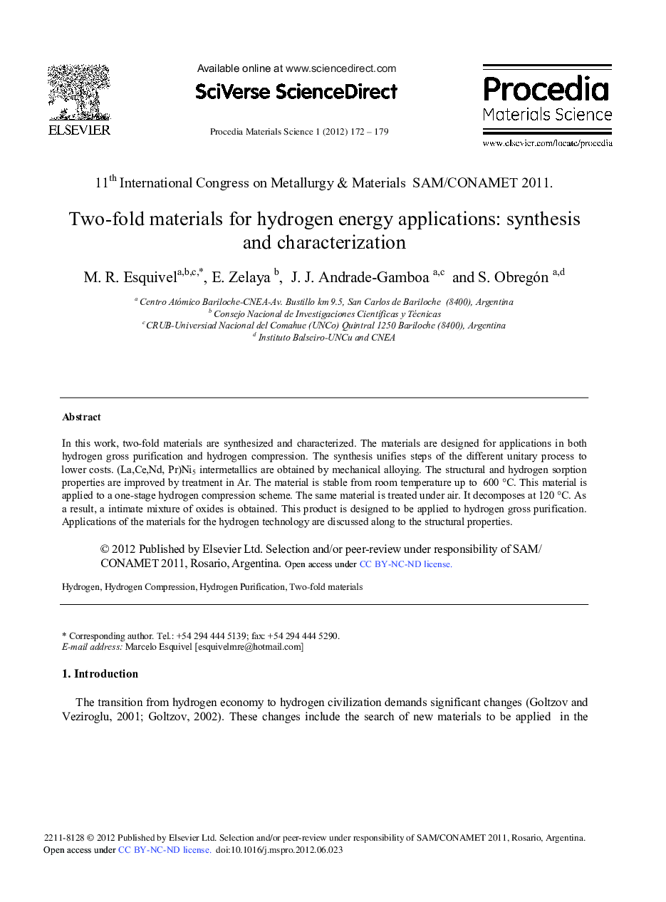 عکس صفحه اول مقاله: Two-Fold Materials for Hydrogen Energy Applications: Synthesis and Characterization Two-Fold Materials for Hydrogen Energy Applications: Synthesis and Characterization