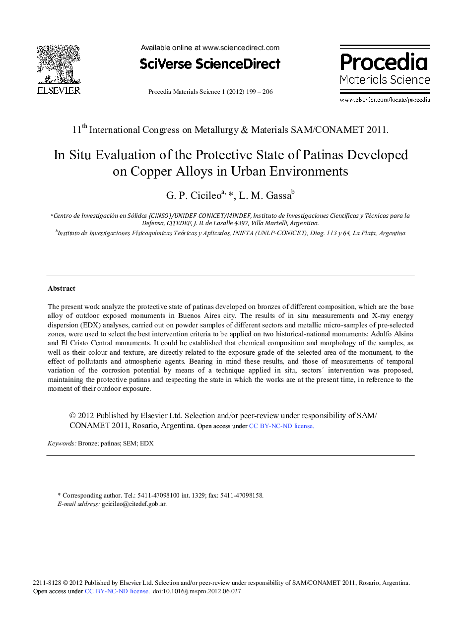 In Situ Evaluation of the Protective State of Patinas Developed on Copper Alloys in Urban Environments