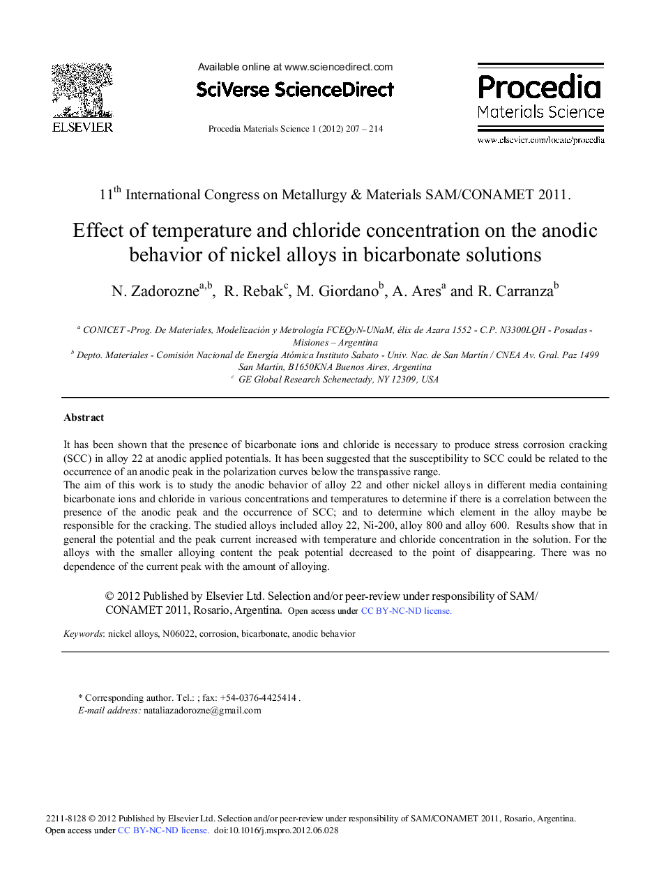 Effect of Temperature and Chloride Concentration on the Anodic Behavior of Nickel Alloys in Bicarbonate Solutions