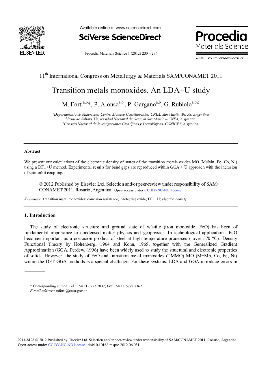 Transition Metals Monoxides. An LDA+U Study