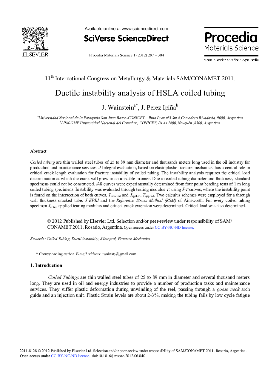 Ductile Instability Analysis of HSLA Coiled Tubing