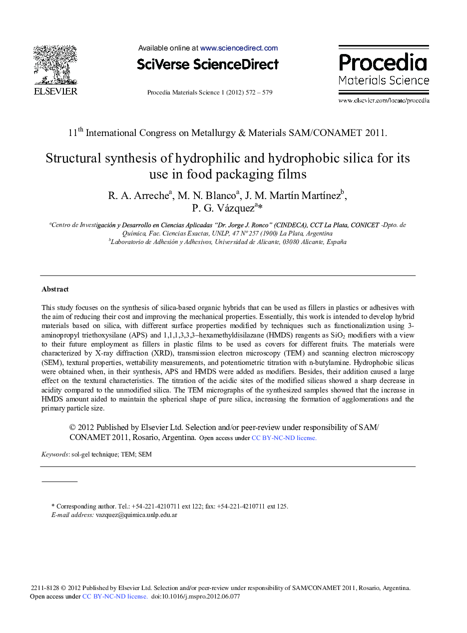 Structural Synthesis of Hydrophilic and Hydrophobic Silica for its use in Food Packaging Films
