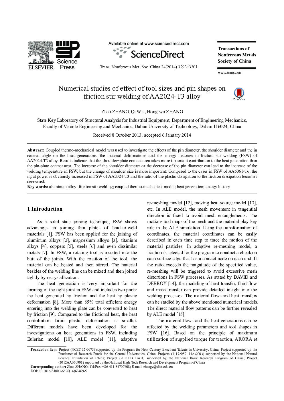 Numerical studies of effect of tool sizes and pin shapes on friction stir welding of AA2024-T3 alloy 